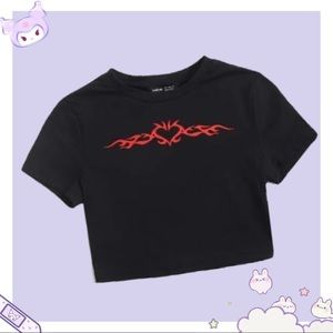 3/$25 Heart and fire print tee aesthetic